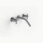 Davinci ZEN-REM-150-SN Gotham Three Hole Wall Mounted Lavatory Faucet with 45 Degree Angled Spout with Cross Handles in Satin Nickel 