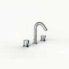 Davinci ZEN-SAR-100-PC Gotham Deck Mounted Three Hole Lavatory Faucet with Arc Spout with Saratoga Knob Style Handles in Polished Chrome