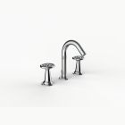 Davinci ZEN-STV-100-PC Gotham Deck Mounted Three Hole Lavatory Faucet with Arc Spout with Street Valve Wheel Handles in Polished Chrome