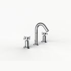 Davinci ZEN-TRI-100-PC Gotham Deck Mounted Three Hole Lavatory Faucet with Arc Spout with Cross Handles in Polished Chrome