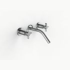 Davinci ZEN-TRI-150-PC Gotham Three Hole Wall Mounted Lavatory Faucet with 45 Degree Angled Spout with Cross Handles in Polished Chrome