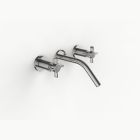 Davinci ZEN-TRI-150-PN Gotham Three Hole Wall Mounted Lavatory Faucet with 45 Degree Angled Spout with Cross Handles in Polished Nickel