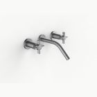 Davinci ZEN-TRI-150-SN Gotham Three Hole Wall Mounted Lavatory Faucet with 45 Degree Angled Spout with Cross Handles in Satin Nickel 