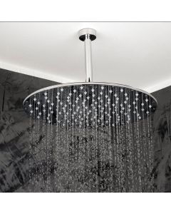 Lacava 0168-CR Minimal Ceiling-mount tilting round rain shower head, 330 rubber nozzles. Arm and flange sold separately. in Polished Chrome