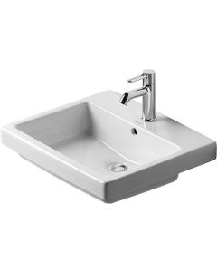 Duravit 0315550000 Vero 22" L X 19" W X 8" H Rectangular Ceramic Drop In Bathroom Sink with Overflow and 1 Faucet Hole in White