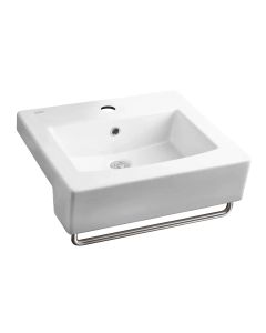 American Standard 0342001.020 Boxe® 20" L X 18" W X 6" D Rectangular Semi-Countertop Bathroom Sink with Center Single Hole and Overflow in White