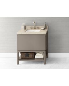 Ronbow 034831-E01 Jenna - 31 wood cabinet w/one large drawer, hidden drawer & open shelf in Blush Taupe