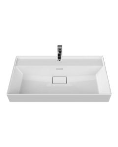 Nameeks CeraStyle 037300-U-One Hole Sharp Rectangular White Ceramic Wall Mounted or Drop In Sink with Overflow in White
