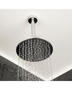 Lacava 0420-NI Minimal Wall-mount or ceiling-mount tilting round rain shower head, 95 rubber nozzles. Arm and flange sold separately in Brushed Nickle