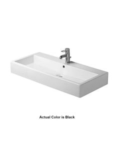 Duravit 0454100800 Vero 39-3/8" L X 18-1/2" W X 6-7/8" H Single Hole Wall Mount Vanity Top with Overflow and Tap Platform in Black (Vanity Base Sold Separately)