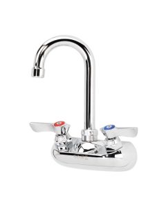 Krowne Metal 10-400L Silver 4" Wall Mount Faucet with 3-1/2" Wide Gooseneck Spout in Chrome Plated