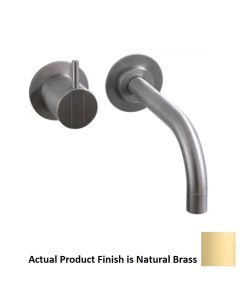 Vola 111AP-19 1.2 GPM Wall Mounted Single Handle Mixer, 6" Spout Reach and Rosette Trim Only in Natural Brass (Rough Sold Separately)