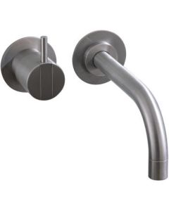 Vola 111MAP-40 One-Handle Mixer, 6" Spout Faucet with Medium (2") Lever in Stainless Steel
