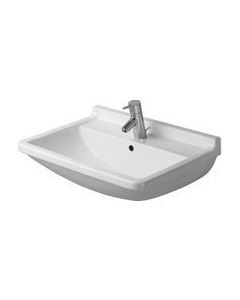 Duravit 03006500301 Starck 3 26" L X 20" W X 10" H Rectangular Wall Mounted Bathroom Sink with Overflow and 3 Faucet Holes at 8" Centers in White