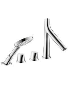 Axor 12424001 Starck Organic 4-Hole Roman Tub Set Trim with 1.75 GPM Handshower in Chrome