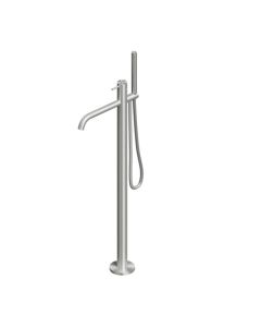 Blu Bathworks 1262-AS Source 44" Height Floor Mount Tub Filler with Hand Shower in Stainless Steel (Rough In Sold Separately)