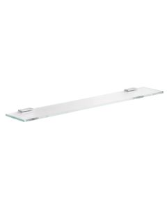 Keuco 12710015600 Moll Wall Mounted Crystalline Glass Shelf with brackets in Polished Chrome
