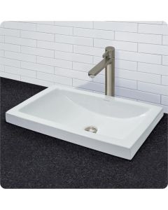 DecoLav 14107CWH Vitreous China Classically Redefined Breanna 23.62" Semi-Recessed Rectangular Lavatory with Overflow In White