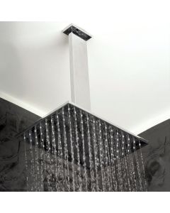 Lacava 1464-CR Kubista Ceiling-mount tilting rectangular rain shower head, 117 rubber nozzles. Arm and flange sold separately. in Polished Chrome