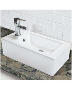 DecoLav 1486R-CWH Allona 19-7/8" Vessel Bathroom Sink with Single Drilled Hole and Overflow in Ceramic White (Sink only – Faucet not included)