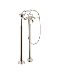Hansgrohe 16563821 AXOR Montreux 2-Handle Freestanding Tub Filler Trim with Lever Handles and 1.8 GPM Handshower in Brushed Nickel (Rough Sold Separately)