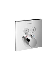 Hansgrohe 15763001 ShowerSelect Thermostatic Trim for 2 Functions, Square in Chrome (Rough Sold Separately)