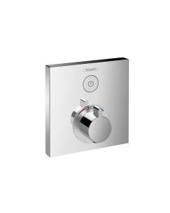 Hansgrohe 15762001 ShowerSelect Thermostatic Trim for 1 Function, Square in Chrome (Rough Sold Separately)