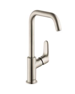 Hansgrohe 31609821 Focus Single-Hole Faucet 240 with Swivel Spout and Pop-Up Drain, 1.2 GPM in Brushed Nickel