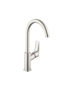 Hansgrohe 71130821 Logis Single-Hole Faucet 210 with Swivel Spout and Pop-Up Drain, 1.2 GPM in Brushed Nickel