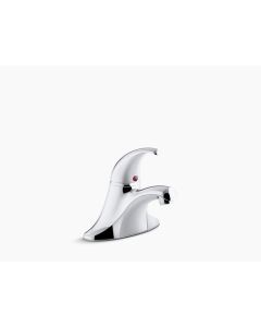 Kohler 15583-4RA-CP Coralais 0.5 GPM Single Handle Centerset Faucet with Plugged Lift Rod Hole and Pop Up Drain Assembly In Polished Chrome