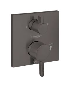 Hansgrohe 15862341 Ecostat Pressure Balance Trim Square with Diverter in Brushed Black Chrome (Rough Sold Separately)