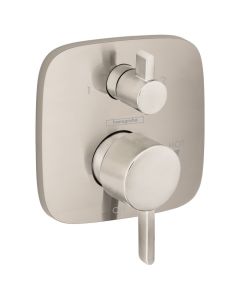 Hansgrohe 15864821 Ecostat Pressure Balance Trim Square with Diverter in Brushed Nickel (Rough Sold Separately)
