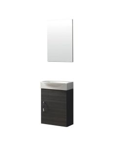 Aquabrass ABCB16101WH BoxUno 16" Wallmount Vanity with Ceramic Basin and Mirror - White