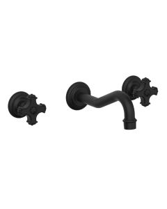 Phylrich 161-56/040 Henri Two Cross Handle Widespread Wall Mount Roman Tub Faucet in Matte Black
