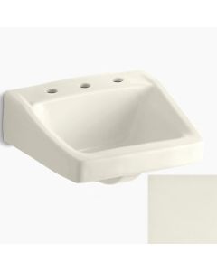 Kohler 1724-96 Chesapeake 19-1/4" x 17-1/4" wall-mount/concealed arm carrier bathroom sink with 8" widespread faucet hole in Biscuit
