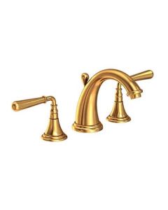 Newport Brass 1740/034 Bevelle 6.125" H Double Handle Widespread Lavatory Faucet with Metal Lever Handles in Aged Brass