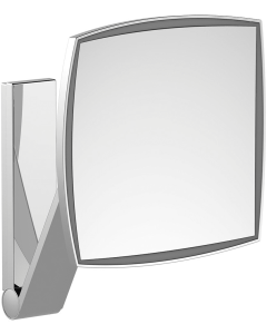 Keuco 17613019053 iLook_move Wall Mounted Square Cosmetic Mirror Illuminated Fixed Light Color 6000K LED Hardwired Room Light Switch Operation in Polished Chrome