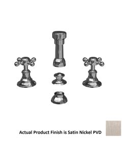 Newport Brass 1769/15S Victoria Two Handles Cross Metal Widespread Bidet Faucet with Vacuum Breaker in Satin Nickel PVD