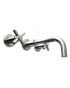Harrington Brass Works 17-777T-17-026 Metro Cross Wall Mount Widespread Lavatory Faucet, Drain Not Included in Polished Chrome