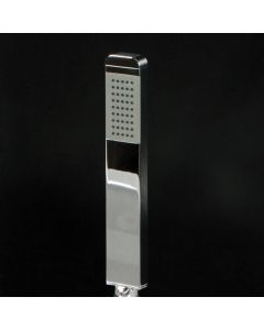 Lacava 1861-NI Eleganza Hand-held rounded rectangle shower head with 59-inch flexible hose, rain jet. W: 1 3/8", D: 5/8", H: 9". in Brushed Nickel