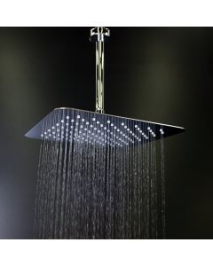 Lacava 1865-BG Eleganza Wall mount or ceilling mount tilting square rain shower head with ultra thin edge and flow regulator 2.5 gal/min, 85 rubber nozzles. Arm and flange sold separately. 8"x 8" in Brushed Gold