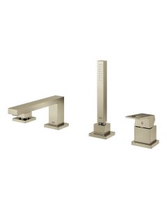 Grohe 19897EN1 Eurocube® Deck Mounted Four Hole Single Handle Roman Tub Faucet with 1.75 GPM Hand Shower in Brushed Nickel