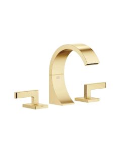 Dornbracht 20710821-280010 Cyo 1.2 GPM Deck Mounted Three Hole Lavatory Mixer with Drain in Brushed Durabrass (23kt Gold)