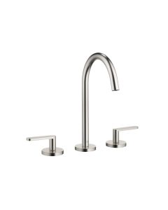 Dornbracht 20713661-060010 Meta 1.2 GPM Three Holes Deck Mounted Lavatory Mixer with Drain and Blade Handles in Platinum Matte 