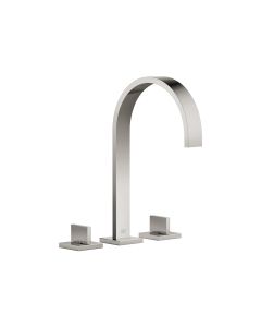 Dornbracht 20715782-080010 MEM 12.62" Three Holes Deck Mount Lavatory Mixer with Drain and Blade Handles in Platinum