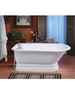 Cheviot 2094-WW-BN Traditional Cast Iron Bathtub With Continuous Rolled Rim, White Brushed Nickel
