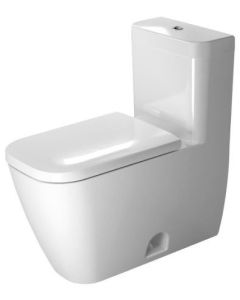 Duravit 2121012001 Happy D.2 1.32 GPF 12" Rough In Floor Mounted Dual Flush Elongated One Piece Toilet with Top Flush Button in White (Seat Sold Separately)