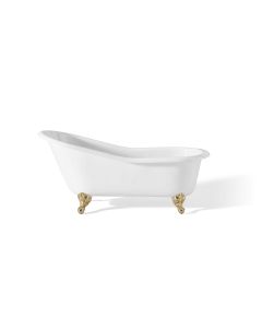 Cheviot 2132-WW-PB SLIPPER Cast Iron Bathtub with Continuous Rolled Rim