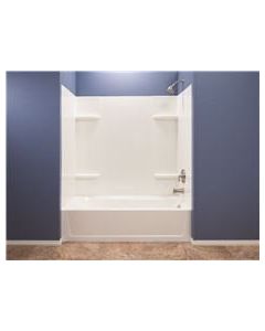 Mustee 53WHT DURAWALL THERMOPLASTIC BATHTUB WALL KIT, 5 PIECES, 4 SHELVES, WHITE, 30 X 60 IN.