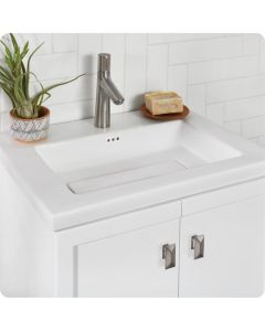 Ronbow 215725-1-WH Aravo Solutions 24 3/4" Single Bowl Rectangular Drop-In Bathroom Sink with Overflow in White 